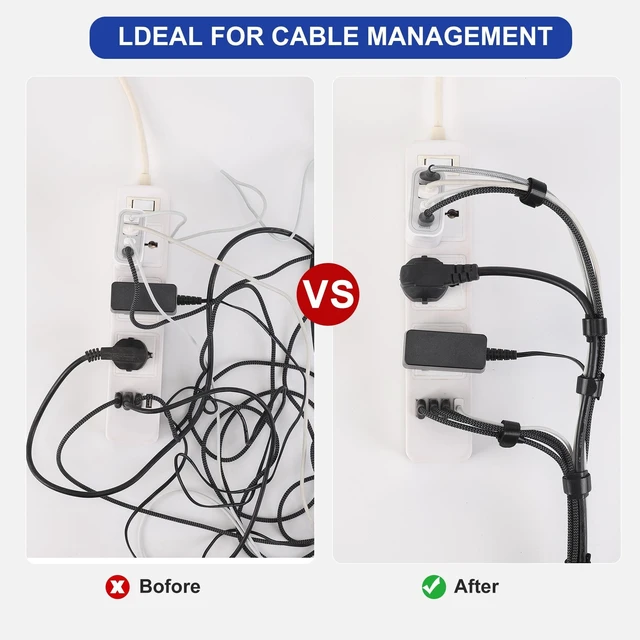 Alt view image 11 of 12 - Reusable Cable Ties, 210 PCS 6 Inches Adjustable Cord Straps Wire Organizer Cord Wrap and Hook Loop Cable Management