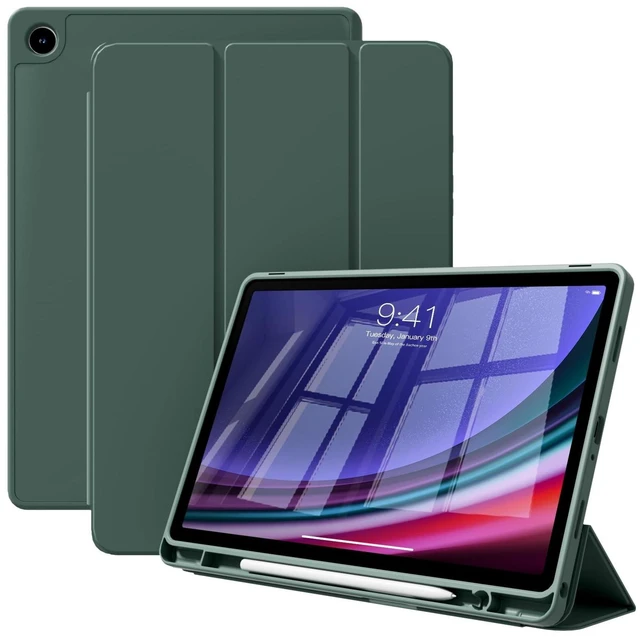 Alt view image 6 of 10 - KVTVOU Case for Samsung Galaxy Tab A9 8.7 Inch 2023 (SM-X110/X115/X117), Slim Lightweight Smart Case Trifold Stand Case with Soft TPU Back Shell for Samsung Galaxy Tab A9 Tablet, Dark Green