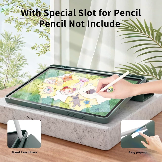 Alt view image 10 of 10 - KVTVOU Case for Samsung Galaxy Tab A9 8.7 Inch 2023 (SM-X110/X115/X117), Slim Lightweight Smart Case Trifold Stand Case with Soft TPU Back Shell for Samsung Galaxy Tab A9 Tablet, Dark Green