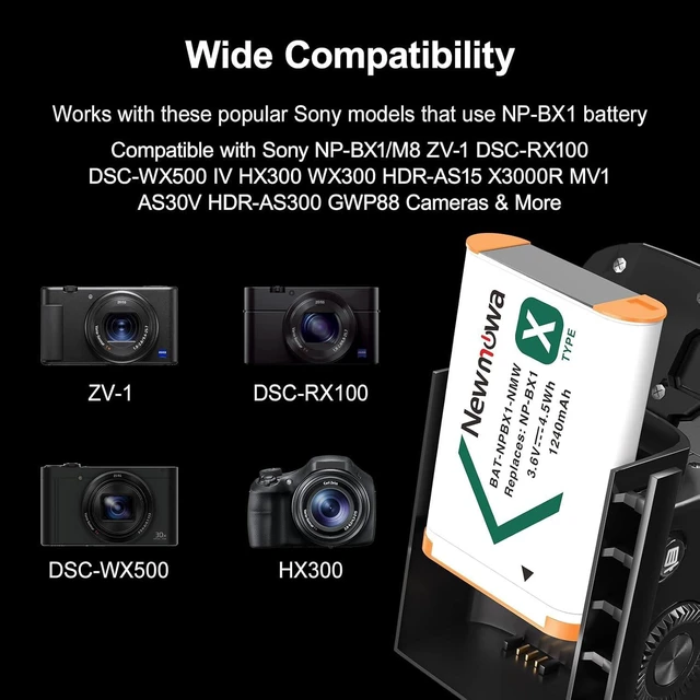 Alt view image 10 of 14 - 4-Channel USB Charger for Sony NP-BX1, Sony DSC-RX100, DSC-RX100 II, DSC-RX100 III, DSC-RX100 IV, DSC-RX100 V/VII, ZV-1, ZV-1 II, ZV-1F, Fast Charging with Smart Battery Level Display