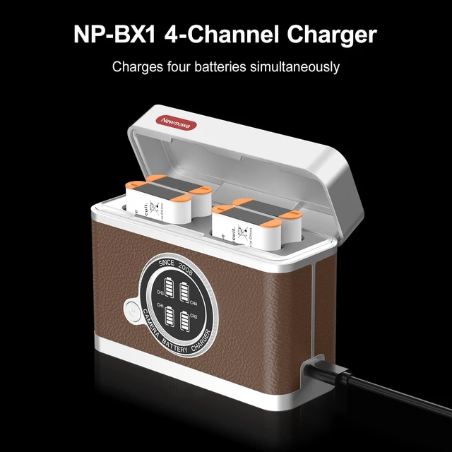 Alt view image 13 of 14 - 4-Channel USB Charger for Sony NP-BX1, Sony DSC-RX100, DSC-RX100 II, DSC-RX100 III, DSC-RX100 IV, DSC-RX100 V/VII, ZV-1, ZV-1 II, ZV-1F, Fast Charging with Smart Battery Level Display