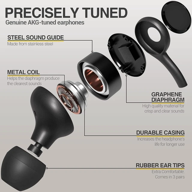 Alt view image 10 of 12 - in-Ear Wired Earbuds with Microphone USB-C Earbuds with Braided Cable AKG Headphones with Mic Compatible with Samsung Galaxy S24 Ultra, S24+, S24, S23, S22, S21, S10, S10E & iPhone 15 Series