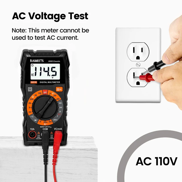 Alt view image 9 of 14 - Digital Multimeter with Case, DC AC Voltmeter, Ohm Volt Amp Test Meter and Continuity Test Diode Voltage Tester for Household Outlet, Automotive Battery Test (Anti-Burn with Double Fuses)