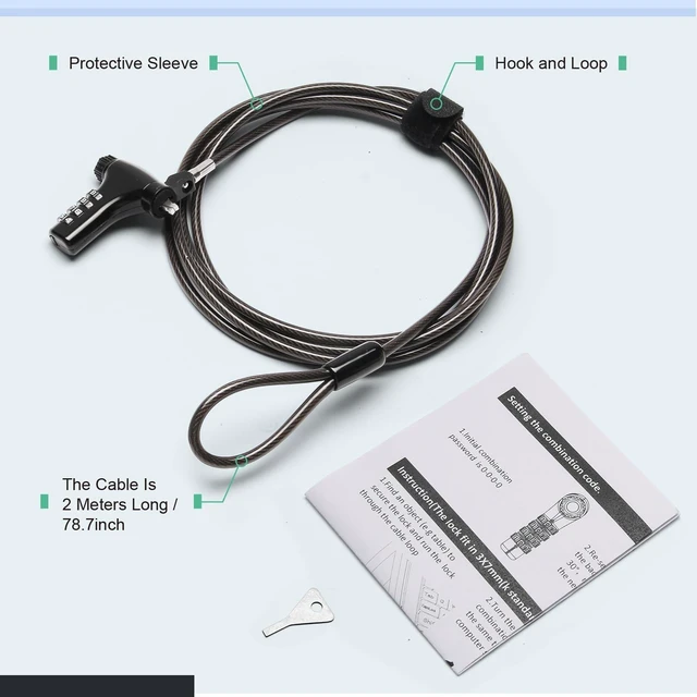 Alt view image 9 of 10 - Universal Laptop Security Lock, Laptop Locking Cable with Combination,6.6ft Steel Anti-Theft Computer Cable Locks,Compatible with All Laptops Inc MacBookBlack