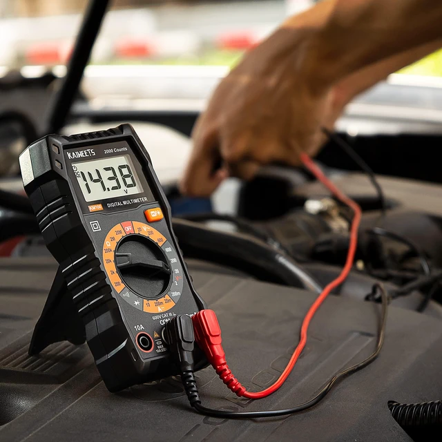 Alt view image 11 of 14 - Digital Multimeter with Case, DC AC Voltmeter, Ohm Volt Amp Test Meter and Continuity Test Diode Voltage Tester for Household Outlet, Automotive Battery Test (Anti-Burn with Double Fuses)