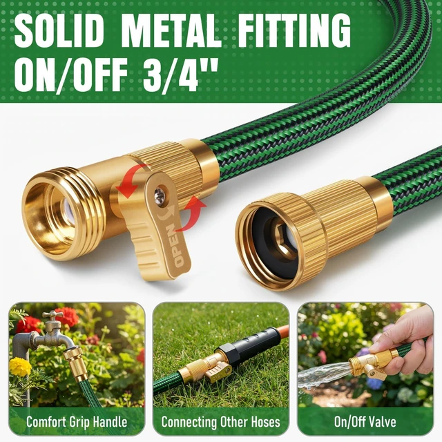 Alt view image 13 of 14 - NON-EXPANDABLE Garden Hose 25 ft, Heavy Duty Flexible Water Hose, Kink Resistant Lightweight Hybrid Hose with Durable Fabric Skin, Leakproof Hose Male to Female Fittings