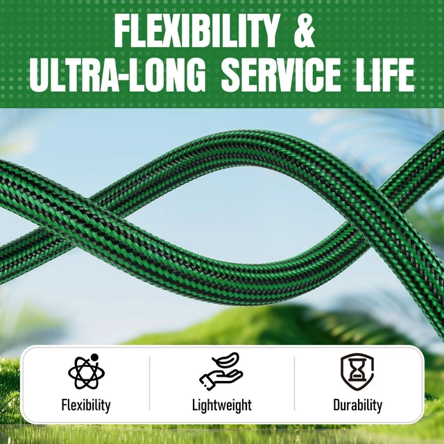 Alt view image 14 of 14 - NON-EXPANDABLE Garden Hose 25 ft, Heavy Duty Flexible Water Hose, Kink Resistant Lightweight Hybrid Hose with Durable Fabric Skin, Leakproof Hose Male to Female Fittings