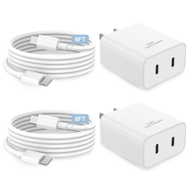 Alt view image 8 of 14 - Charger Fast Charging, 45W Dual USB C Android Phone Charger Block with 6FT Long Type C Cable Cord for Apple iPhone 17/Pro/Pro Max/Air/16/15 Plus/iPad/S26 Ultra/S25/S24/S23/S22(White)