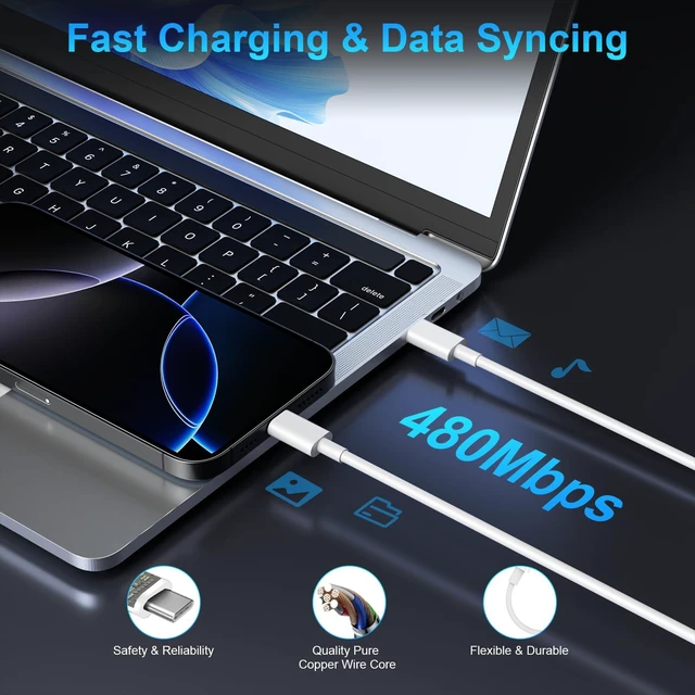 Alt view image 14 of 14 - Charger Fast Charging, 45W Dual USB C Android Phone Charger Block with 6FT Long Type C Cable Cord for Apple iPhone 17/Pro/Pro Max/Air/16/15 Plus/iPad/S26 Ultra/S25/S24/S23/S22(White)