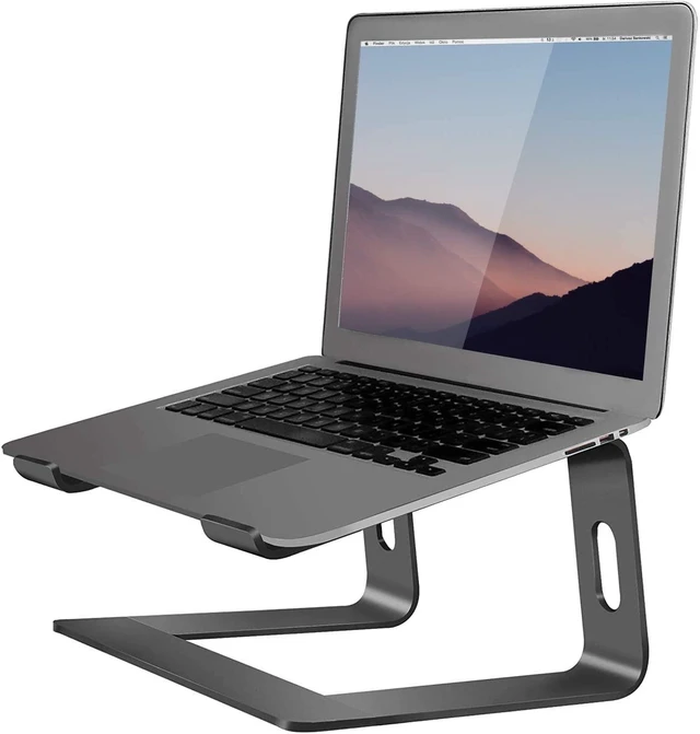 Alt view image 6 of 10 - Orionstar Laptop Stand Portable Aluminum Laptop Riser Compatible with Mac MacBook Air Pro 10 to 15.6 Inch Notebook Computer, Detachable Ergonomic Elevator Holder, Black