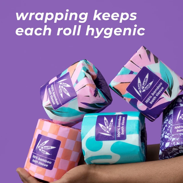 Alt view image 12 of 14 - Bamboo Toilet Paper 2 Ply - Sustainable Toilet Tissue - 8 Double Rolls, 320 Sheets Per Roll - Septic Safe - Plastic Free