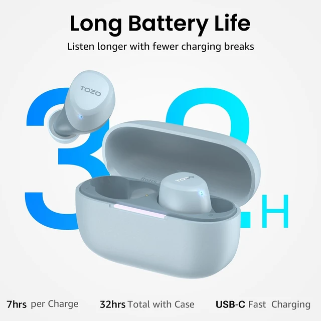 Alt view image 12 of 14 - Wireless Earbuds Bluetooth 5.3 Light Weight in Ear IPX5 Waterproof Headphones 2 Mic for AI Calls, Immersive Premium Sound Bass Headset with Charging Case, 32 Presets EQ Customization via App