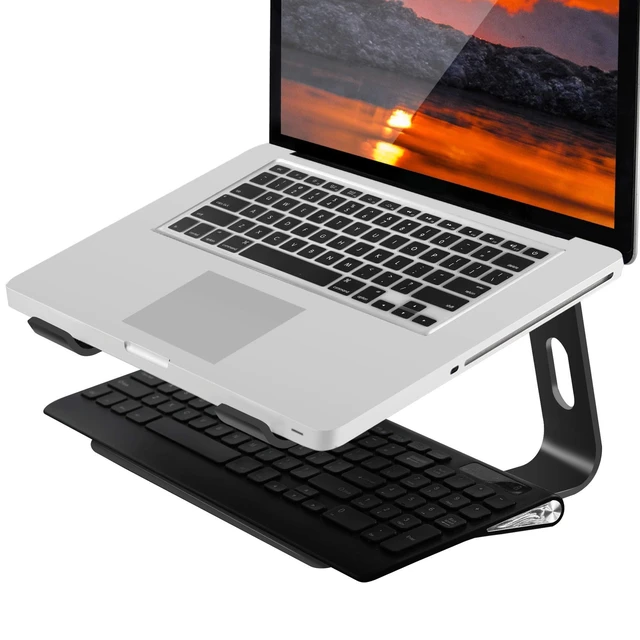 Alt view image 10 of 10 - Orionstar Laptop Stand Portable Aluminum Laptop Riser Compatible with Mac MacBook Air Pro 10 to 15.6 Inch Notebook Computer, Detachable Ergonomic Elevator Holder, Black