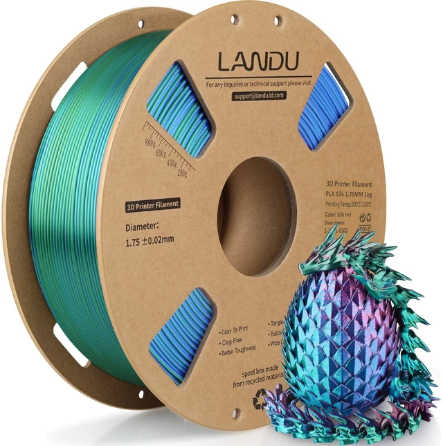 Alt view image 8 of 14 - Silk Tri-Color PLA Filament 1.75mm 1Kg, Triple Color Silk PLA Filament, Silk Rainbow PLA Filament, Neatly Wound 3D Printer Filament, 3 in 1 Multi Color Filament +/-0.02mm, Silk Red Blue Green