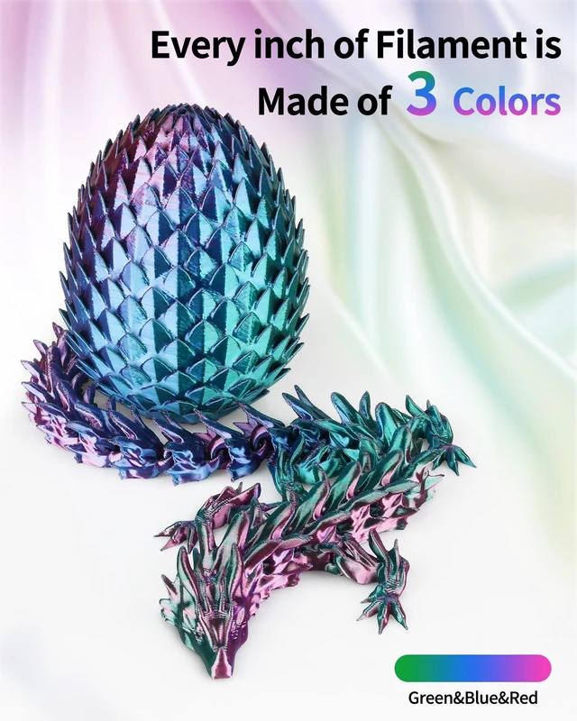 Alt view image 9 of 14 - Silk Tri-Color PLA Filament 1.75mm 1Kg, Triple Color Silk PLA Filament, Silk Rainbow PLA Filament, Neatly Wound 3D Printer Filament, 3 in 1 Multi Color Filament +/-0.02mm, Silk Red Blue Green
