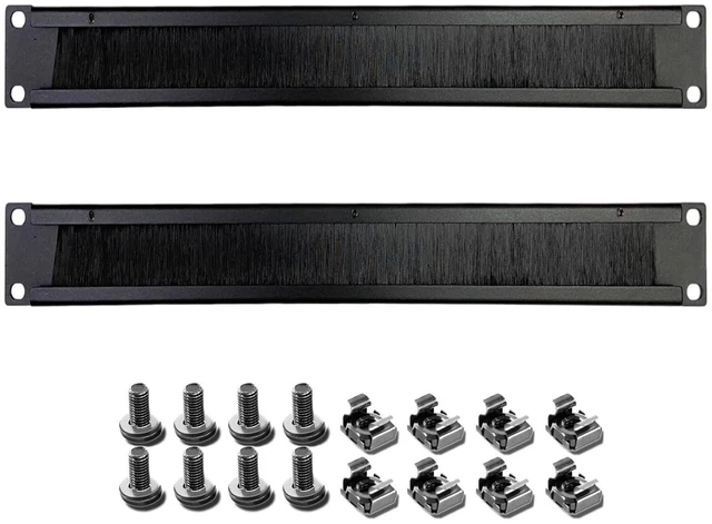 Alt view image 8 of 14 - 1U Blank Panel, 19 Inch Blank Rack Mount Panel,1U Disassembled Cable Management Rack Mount Spacer W/Brush for Server Network Rack Enclosure Cabinet Cable (2pcs-Brush)