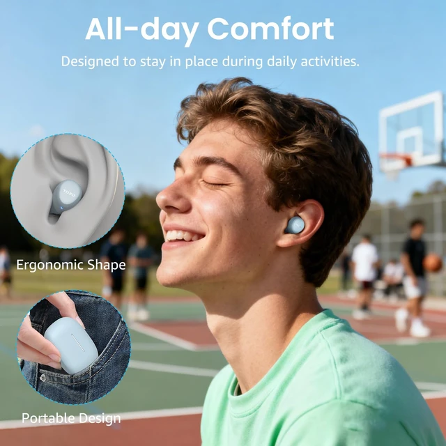 Alt view image 10 of 14 - Wireless Earbuds Bluetooth 5.3 Light Weight in Ear IPX5 Waterproof Headphones 2 Mic for AI Calls, Immersive Premium Sound Bass Headset with Charging Case, 32 Presets EQ Customization via App