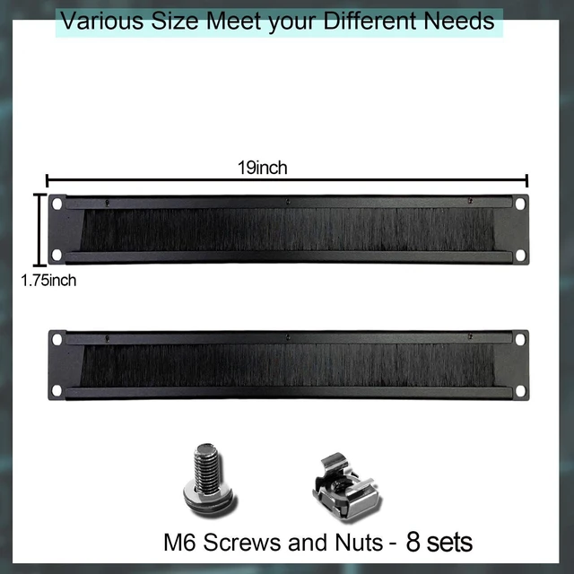 Alt view image 9 of 14 - 1U Blank Panel, 19 Inch Blank Rack Mount Panel,1U Disassembled Cable Management Rack Mount Spacer W/Brush for Server Network Rack Enclosure Cabinet Cable (2pcs-Brush)