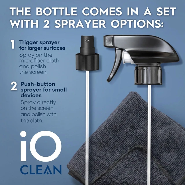 Alt view image 10 of 14 - Screen Cleaner Spray (16oz - 473ml) Best Large Cleaning Kit for LCD LED OLED TV, Smartphone, iPad, Laptop, Touchscreen, Computer Monitor, Electronic Devices, Microfiber Cloth Wipes and 2 Nozzles