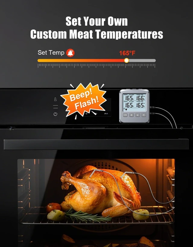 Alt view image 10 of 14 - Dual Probe Meat Thermometer Digital for Cooking, Grilling & Smoking with Large LCD Backlight & Alarm, Kitchen Food Grill Thermometer, Smoker Accessories for BBQ Oven Oil Fry, Gifts for Men Dad