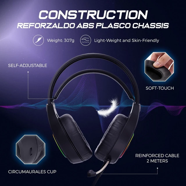 Alt view image 12 of 14 - Gaming Headset with Mic, Wired Headphones Over Ear, USB Headset with Surround Sound, Noise Canceling Gaming Headphones for PC, PS4/PS5