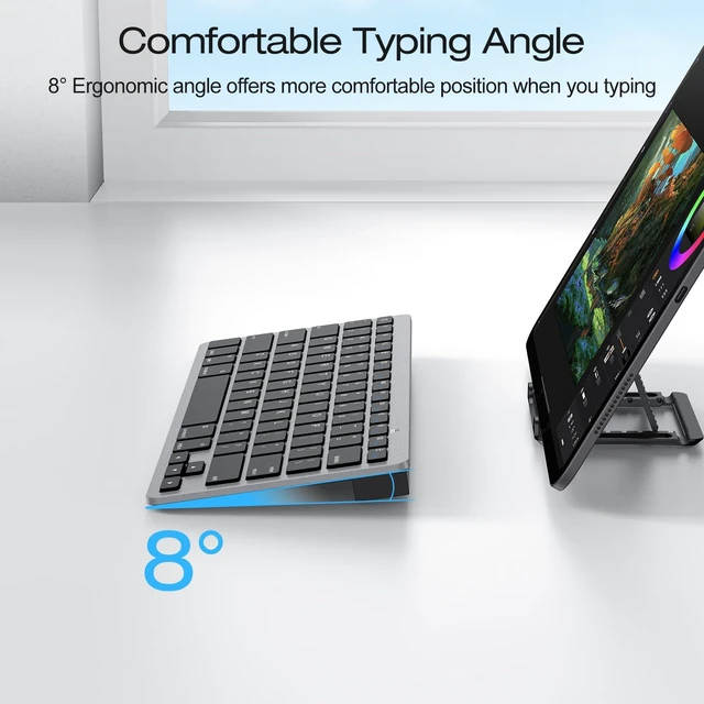 Alt view image 14 of 14 - Wireless Bluetooth Keyboard for iPad A16 11th 10th Generation, iPad Pro 13/12.9/11, iPad Air 13/11/10.9, iPad mini, Compact Ultra Slim Size