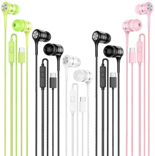 Alt view image 8 of 14 - USB C Earbuds with Microphone 5 Pack, in-Ear Wired Headphones with Noise Isolating, Type C Earphone Heavy Bass Stereo Headsets Compatible with iPad, Android Smartphones, for Most USB-C Devices