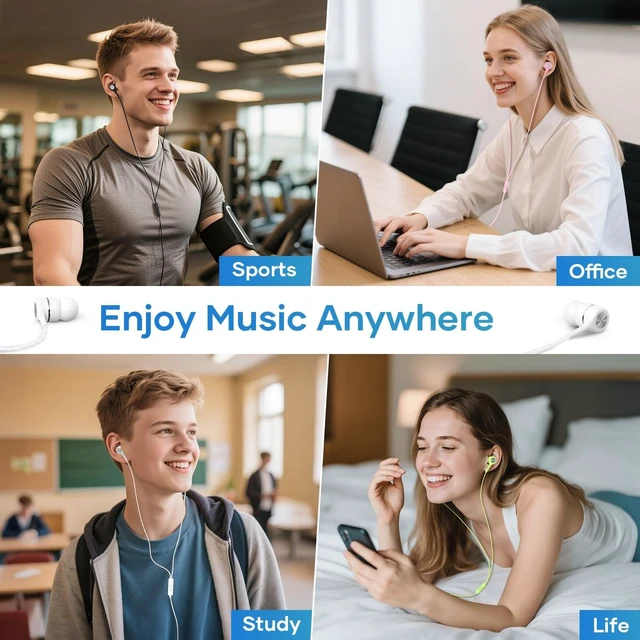 Alt view image 9 of 14 - USB C Earbuds with Microphone 5 Pack, in-Ear Wired Headphones with Noise Isolating, Type C Earphone Heavy Bass Stereo Headsets Compatible with iPad, Android Smartphones, for Most USB-C Devices