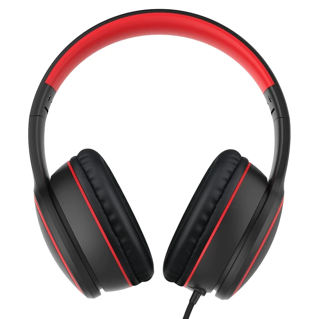 Alt view image 9 of 14 - Over-Ear Headphones with Microphone, Lightweight Folding Stereo Bass Headset with 1.5M No-Tangle Cord, Portable Wired Headphones for Smartphone Tablet Computer MP3 / 4 (Black)