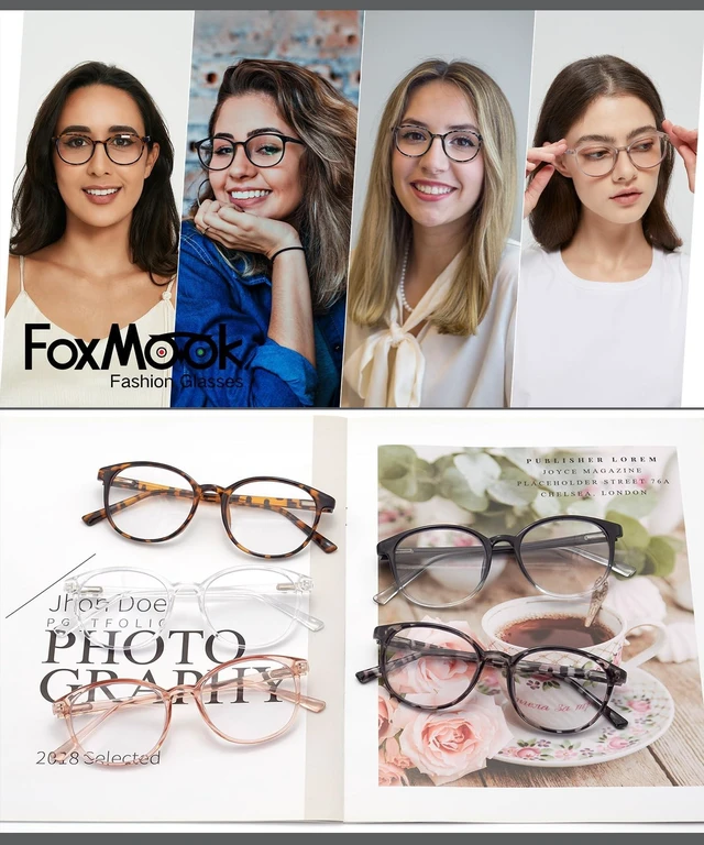 Alt view image 10 of 10 - FoxMook 5-Pack Blue Light Blocking Glasses Round Women Men Computer Glasses Anti Eye Strain/UV/Glare Gaming Glasses, 5 Mix Colors