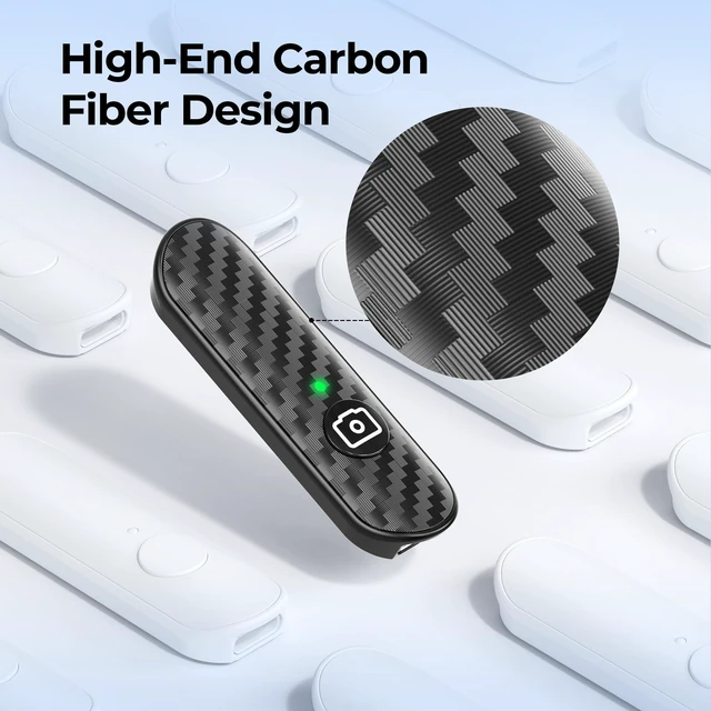 Alt view image 11 of 14 - Bluetooth Remote Shutter, Carbon Fiber Design, Rechargeable Camera Remote Control for iOS & Android Smartphones, Compact and Portable, with Type-C Charging, 10m Remote Range, Bluetooth 5.0