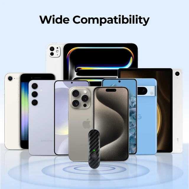 Alt view image 12 of 14 - Bluetooth Remote Shutter, Carbon Fiber Design, Rechargeable Camera Remote Control for iOS & Android Smartphones, Compact and Portable, with Type-C Charging, 10m Remote Range, Bluetooth 5.0