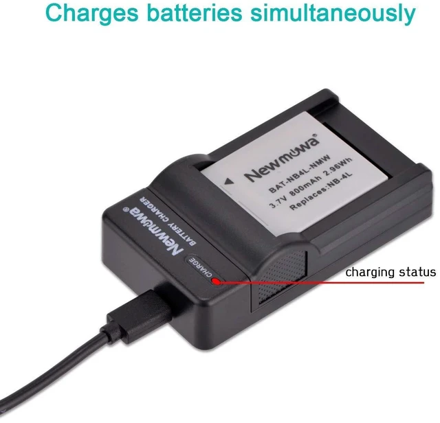 Alt view image 11 of 14 - NB-4L Replacement Battery (2-Pack) and Portable USB Charger Kit for Canon PowerShot ELPH 100 HS,300 HS,310 HS,SD30,SD40,SD200,SD300,SD400,SD600,SD750,SD780 is,SD960 is,SD1000,SD1100 is