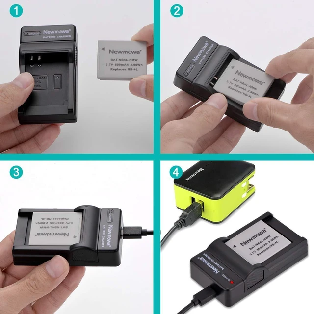 Alt view image 13 of 14 - NB-4L Replacement Battery (2-Pack) and Portable USB Charger Kit for Canon PowerShot ELPH 100 HS,300 HS,310 HS,SD30,SD40,SD200,SD300,SD400,SD600,SD750,SD780 is,SD960 is,SD1000,SD1100 is