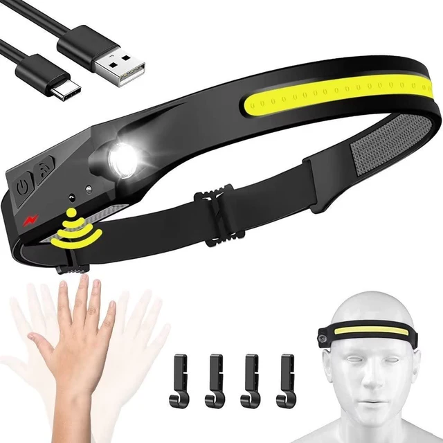 Alt view image 8 of 14 - Headlamp Rechargeable, 230° Wide Beam Head Lamp LED with Motion Sensor for Adults - Camping Accessories Gear, Waterproof Head Light Flashlight for Hiking, Running, Repairing, Fishing, Cycling