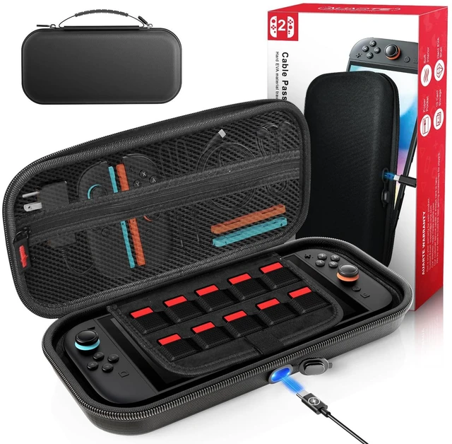 Alt view image 7 of 12 - Switch 2 Carrying for Nintendo Switch 2 Console 2025 /Switch Original/Switch OLED, Slim Travel Carry Case for Switch 2 Accessories with 10 Game Card Storage (Carbon Black, for Switch 2, Carrying Case)