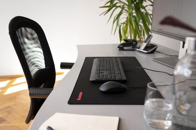 Alt view image 12 of 12 - Premium Mouse Pad in XXL (31.50" x 13.78" x 0.20"), Smooth Fabric Surface for Precision, Sewn Edges, Non-Slip Bottom, Rollable, Comfortable, Black
