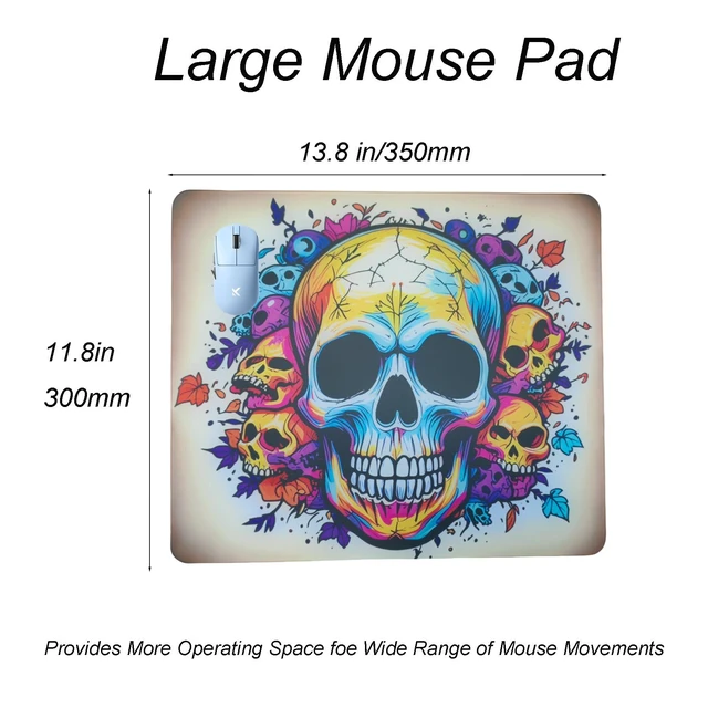Alt view image 7 of 10 - Skull Glass Pad Gaming Mouse Pad,E-Sports Player Mouse Pad,Ultra-Smooth Micro-Etched Special Glass Surface with Improved Precision and Speed,Anti-Slip Base,Waterproof Easy to Clean(13.8 × 11.8)