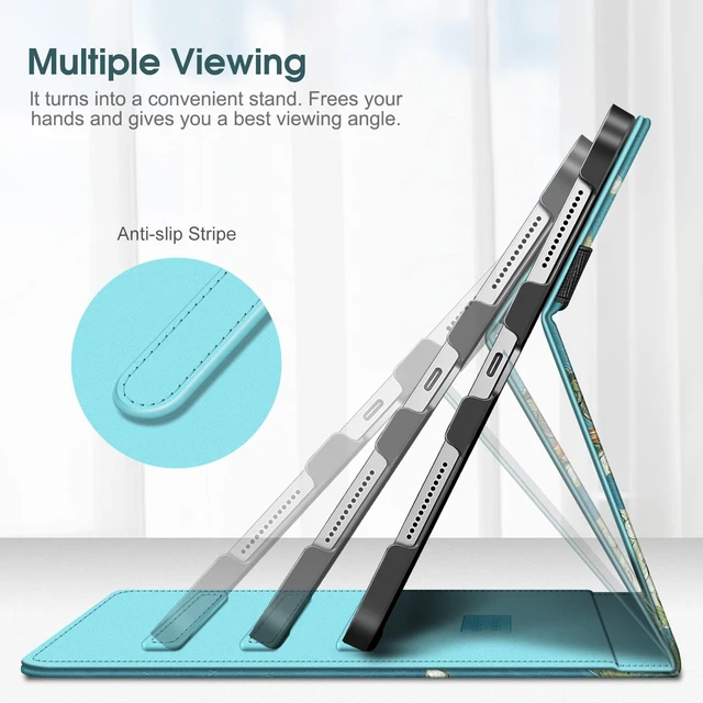 Alt view image 12 of 14 - Case for iPad (A16) 11th Generation 11 Inch (2025), iPad 10th Generation 10.9 Inch (2022), Multi-Angle Viewing Protective Stand Cover with Pencil Holder & Pocket, Blossom