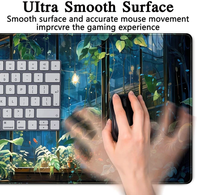 Alt view image 10 of 10 - Plant Desk Mat Green Big Mouse Pad Large Gaming Mousepad Extended Keyboard Pad City View Aesthetic Desk Pad XXL Mouse Mat 31.5''X15.7'' Office Decor Cute Desk Accessories for Women