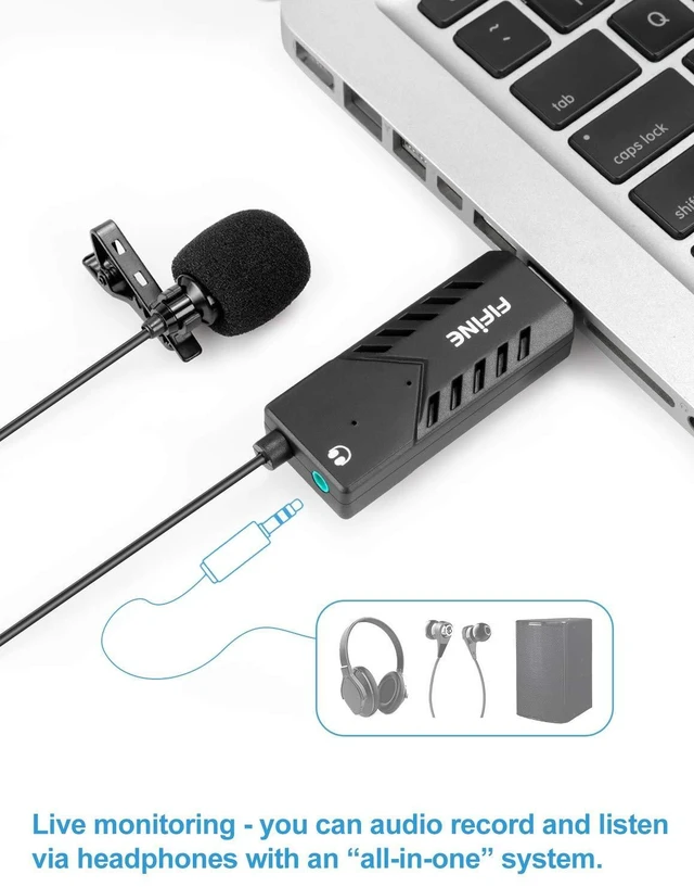 Alt view image 10 of 14 - USB Lavalier Lapel Microphone, Clip-on Cardioid Condenser Computer Mic Plug and Play USB Microphone with Sound Card for PC and Mac-K053