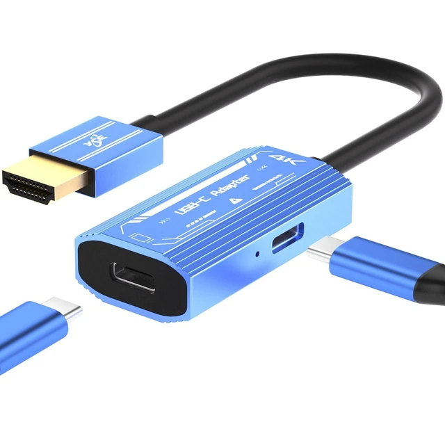 Alt view image 6 of 10 - HDMI to USB C Adapter(4K@60Hz), Compatible with XREAL/Rayneo Air/VITURE/Rokid AR Glasses, Steam Deck, ROG Ally, PS5/4, Switch2/1, Laptop, Portable Monitor - Plug & Play (Blue)