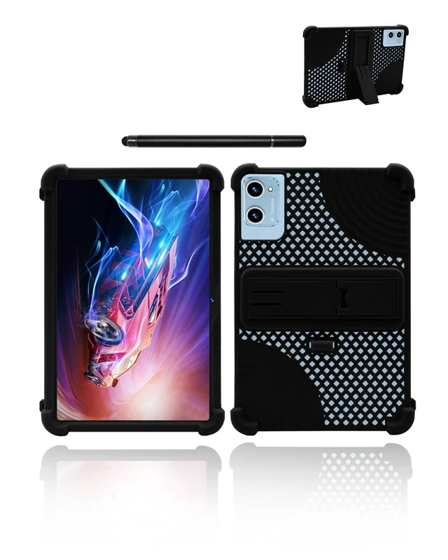 Alt view image 6 of 10 - Case for DEERTiME E15 Android 14 10.1 inch Tablet,Soft Silicone Adjustable Stand Cover Lightweight Kids Friendly,Hollow Design Facilitates Heat Dissipation,with Capacitive PenBlack.