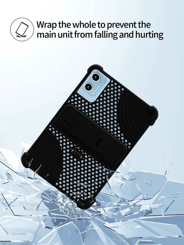 Alt view image 7 of 10 - Case for DEERTiME E15 Android 14 10.1 inch Tablet,Soft Silicone Adjustable Stand Cover Lightweight Kids Friendly,Hollow Design Facilitates Heat Dissipation,with Capacitive PenBlack.