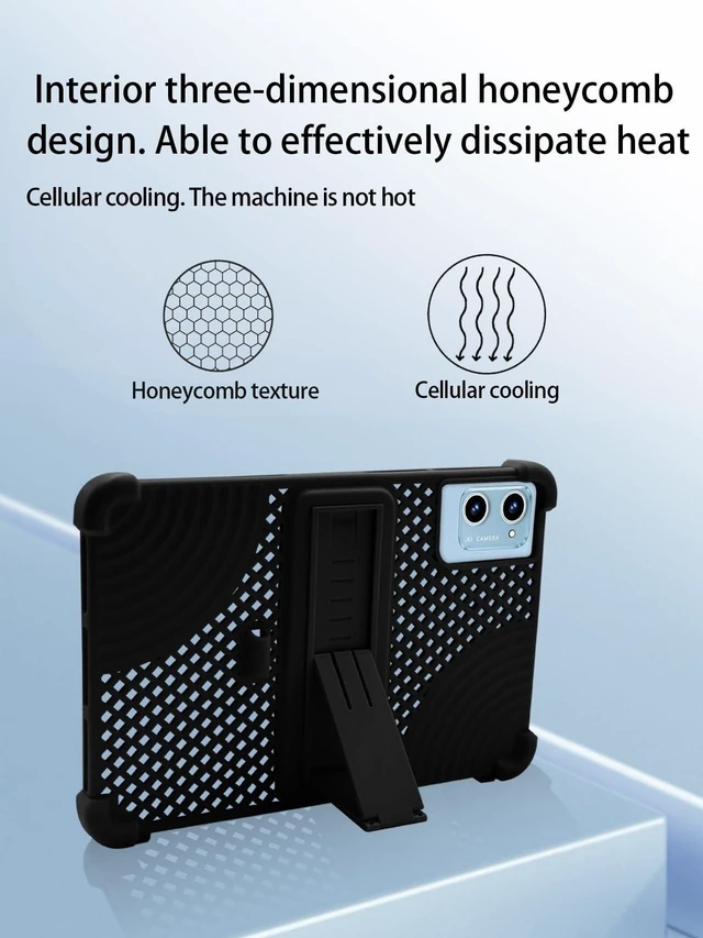 Alt view image 8 of 10 - Case for DEERTiME E15 Android 14 10.1 inch Tablet,Soft Silicone Adjustable Stand Cover Lightweight Kids Friendly,Hollow Design Facilitates Heat Dissipation,with Capacitive PenBlack.