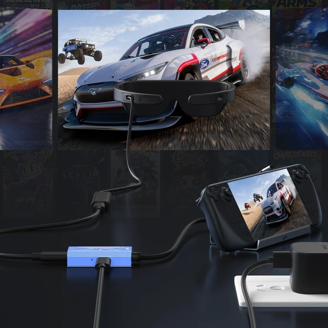 Alt view image 9 of 10 - HDMI to USB C Adapter(4K@60Hz), Compatible with XREAL/Rayneo Air/VITURE/Rokid AR Glasses, Steam Deck, ROG Ally, PS5/4, Switch2/1, Laptop, Portable Monitor - Plug & Play (Blue)