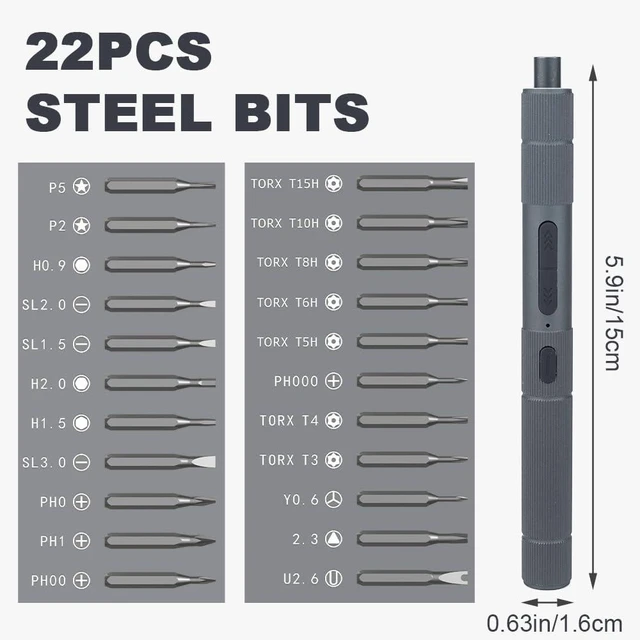 Alt view image 9 of 14 - Electric Screwdriver Set- Precision Screwdriver Set(Manual & Automatic)22 Magnetic Bits,Electric Screwdriver Cordless for Glasses, Watch, Phone, Toys & Computer Repair