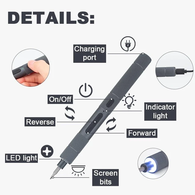 Alt view image 10 of 14 - Electric Screwdriver Set- Precision Screwdriver Set(Manual & Automatic)22 Magnetic Bits,Electric Screwdriver Cordless for Glasses, Watch, Phone, Toys & Computer Repair