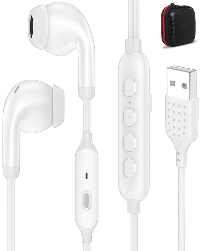 Alt view image 6 of 10 - iMangoo 3 EQ Music Mode USB Earbuds with Microphone PC Laptop Earphones, 7.5FT Tangle-Free Long Cord Lightweight Small in Ear Buds Wired Headphone Wire Headset Computer for School Online Classes White