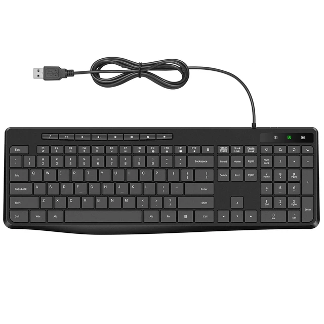 Alt view image 8 of 14 - Wired Keyboard,Quiet Keyboard, Multimedia USB Computer Keyboard, Silent Keyboardwith Low Profile Chiclet Keys,Large Number Pad,Spill-Resistant,Anti-Wear Letters,Full Size for Laptop,Desktop